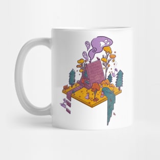 Spooky Ghosts Camping in Isometric Cabin Mug